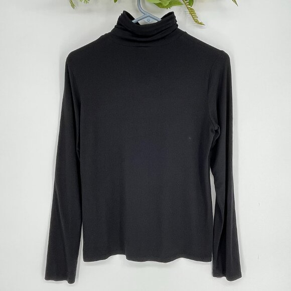 Eileen Fisher Black Turtleneck Top Size Small Capsule Wardrobe Minimalist Style - Picture 4 of 7